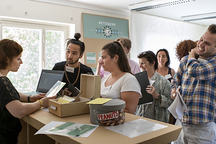Seminargruppe in der Erinnerungs-Stätte Marienfelde 
