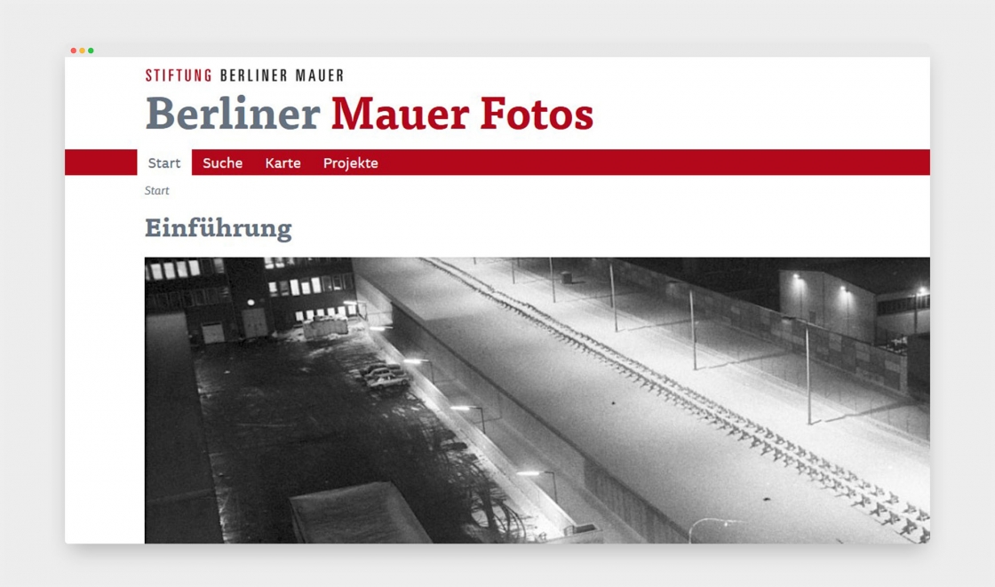 Screenshot der Website Berliner Mauer Fotos