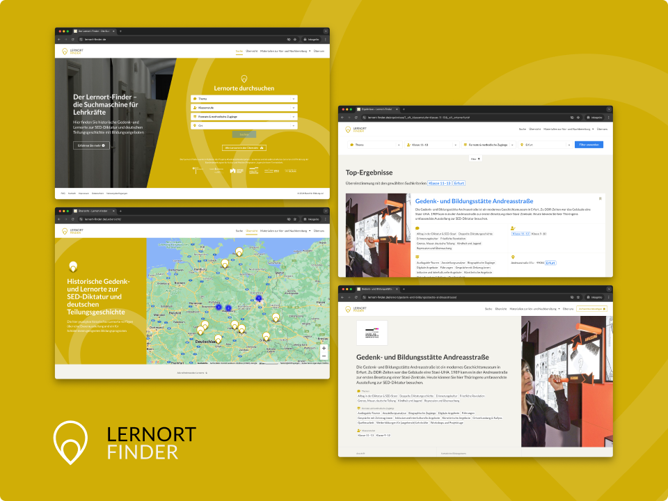 Ein Screenshot von der Website Lernort-Finder